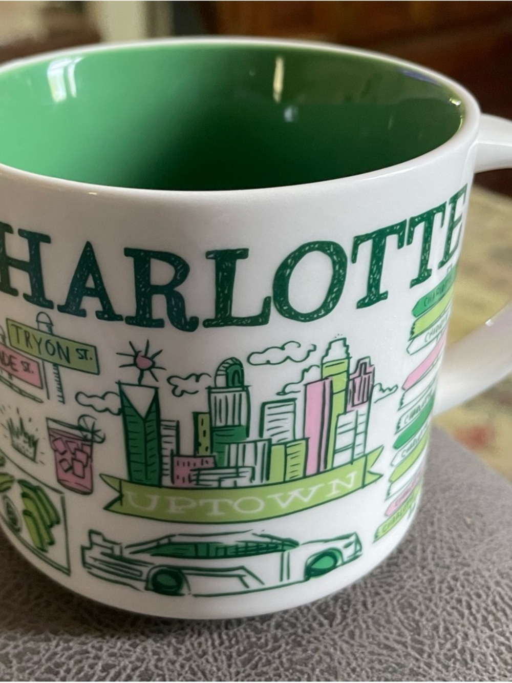 Starbucks Charlotte City Mug - White with Green Interior and Accents